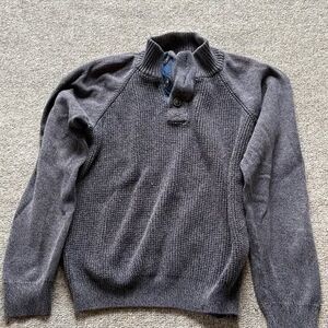 Weatherproof Men's Knit Henley Pullover Sweater Mock Neck Button Gray Size L